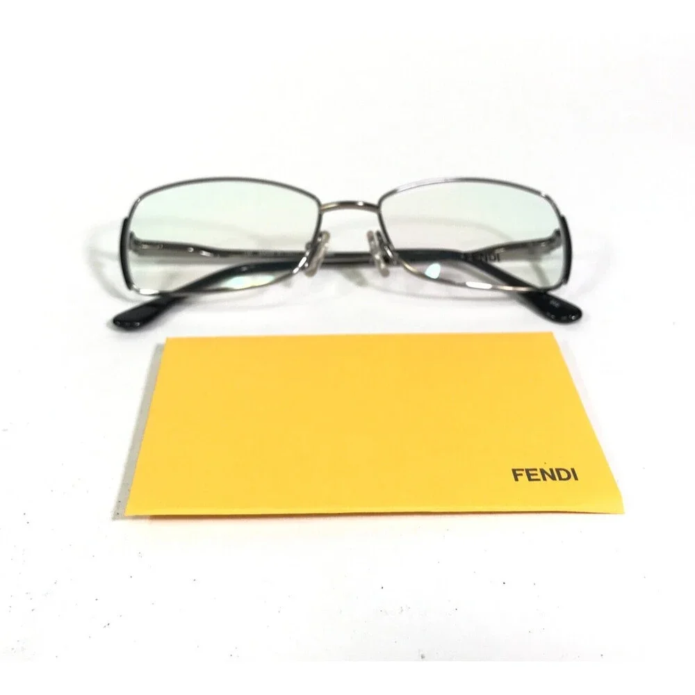 Fendi Eyeglasses Frames F959 730 Shiny NIckel Dark Silver Cat Eye 54-16-135
